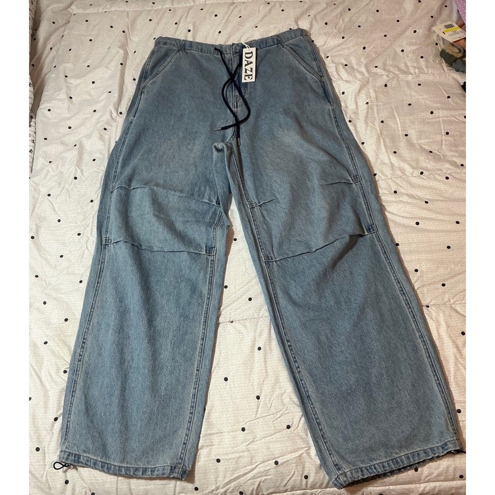 Daze Denim Jetset Wide Leg That Girl Blue Jogger Drawstring Jeans Size 29